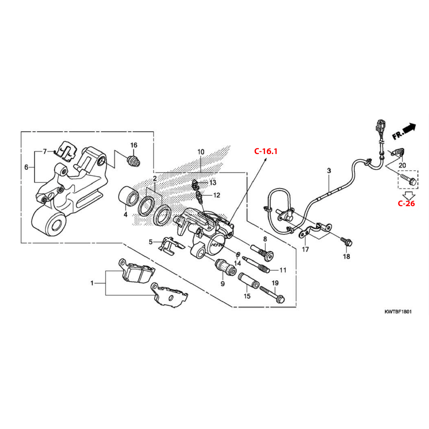 Caliper del Freno Trasero (XRE300A)